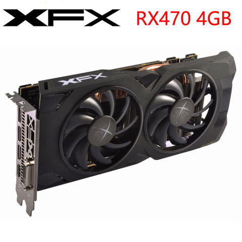 XFX Vidéo Carte RX 470 4 GO 256Bit GDDR5 Cartes Graphiques pour AMD RX 400 série VGA Cartes RX470 DisplayPort 570 580 480 HDMI Utilisé ► Photo 1/6