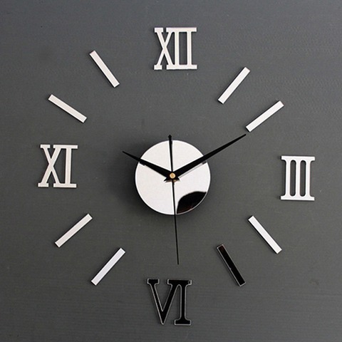 Horloge murale avec chiffres romains miroir 3D, autocollants, élégantes, pour la maison, Art, salon, bureau, décoration, DIY bricolage ► Photo 1/6