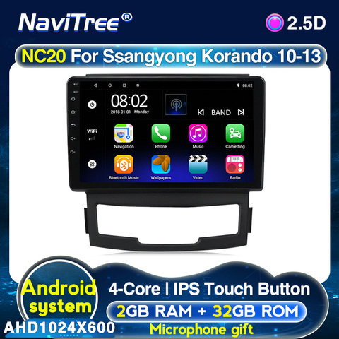 Autoradio Android, 2 go/32 go, IPS, 2,5d, 2din, Navigation GPS, lecteur multimédia vidéo, pour voiture SsangYong, Korando, Actyon (2011, 2012, 2013) ► Photo 1/6