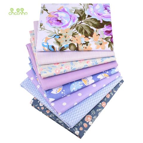 Chainho-nouveau tissu en coton sergé imprimé, 8 pièces/lot, nouvelle série violet, tissu Patchwork, couture et matelassage pour bébés et enfants cc317 ► Photo 1/6