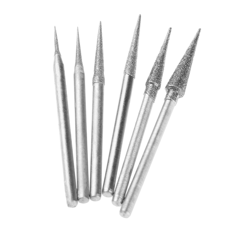 6 pièces 1-4mm diamant meulage tête meulage aiguille Bits bavures métal pierre Jade gravure sculpture outils 2.35mm tige aiguille ► Photo 1/6