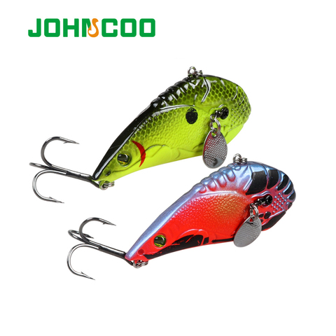 JOHNCOO VIB Vibration appât Spinner cuillère leurres de pêche 65mm 17.5g pêche d'hiver appâts durs coulant manivelle pêche Wobber ► Photo 1/6