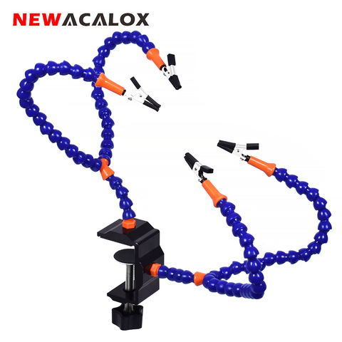 NEWACALOX Multi soudure main aidant troisième outil à main avec 4 pièces bras flexibles Soldeirng Station de support pour la réparation de soudage de circuits imprimés ► Photo 1/6