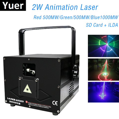 Lumière de projecteur de Laser d'animation de 2000mw 2W rvb 3IN1 DMX ILDA + lumière d'étape de carte d'écart-type/Laser de Disco/lumière de Club/Laser de partie/spectacle de Laser ► Photo 1/6