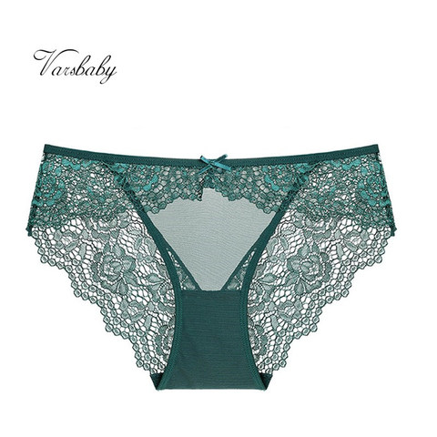 Varsbaby-culotte sexy, transparente, taille basse, en dentelle florale, noir/vert, rouge/blanc, S, M, L, XL, arc sous-vêtements ► Photo 1/6