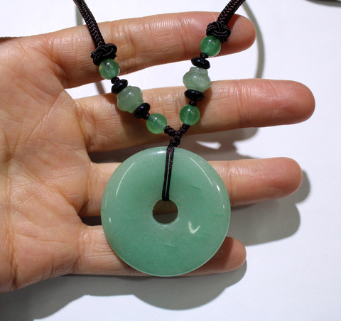 Pierre naturelle aventurine en cristal rond donut, pendentif pour la fabrication de bijoux, collier femme, vente en gros, 1 pièces ► Photo 1/6