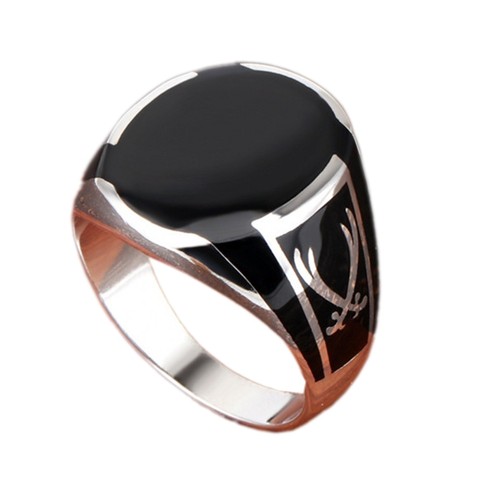 BOCAI réel S925 pur argent hommes anneau noir agate pierre gemme bague de mode pour homme ► Photo 1/6