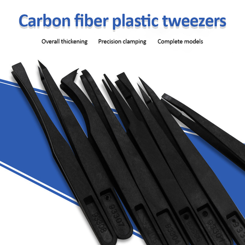 Kit de pincettes électroniques antistatiques en fibre de carbone, pinces en plastique ESD, outils manuels de réparation de PCB, 1/8 pièces ► Photo 1/6