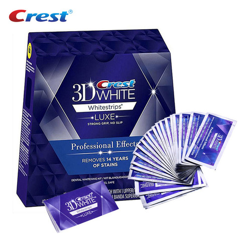 Bandes Crest 3D White pour blanchiment des dents, produit au charbon de bois, dentaire, effet dents blanches professionnel, livré avec brosse à dents souple ► Photo 1/6