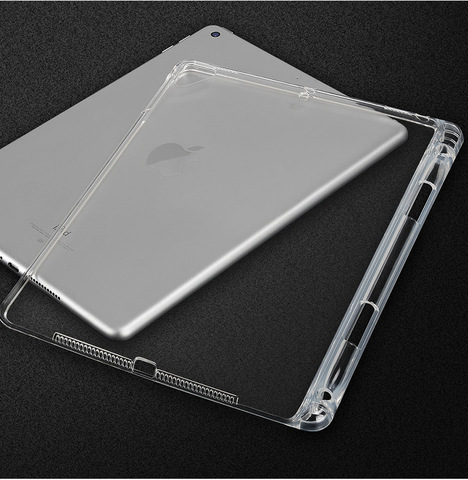 Coque arrière en silicone TPU avec porte-crayon, étui Transparent pour iPad 10.2 7 8 Mini 2 3 4 5 9.7 2022 Pro 10.5 11 Air 2 3 4 ► Photo 1/6