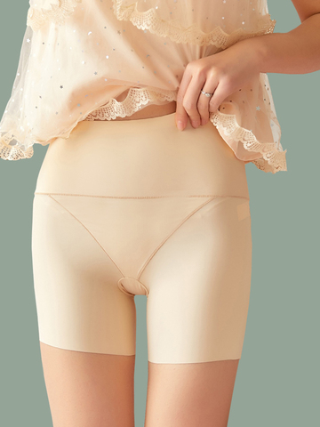 Shorts de sécurité taille haute pour femmes, culotte en Nylon sans couture, Anti-vide, sous-vêtements solides en soie glacée pour garçons et filles ► Photo 1/6