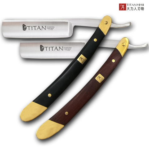 Titan manche en bois hommes outils de rasage rasoir en acier inoxydable rasoir droit livraison gratuite ► Photo 1/6