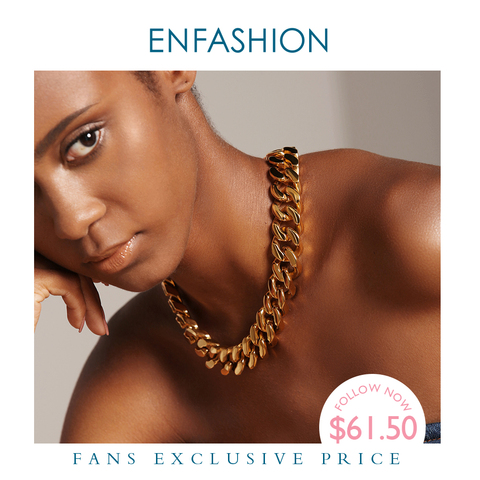 Enfashion-collier choqueur en acier inoxydable pour femmes, colliers à maillons robustes, couleur or, bijoux pour hommes, PM3014 ► Photo 1/6