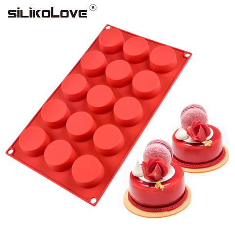 SILIKOLOVE 15 trous cylindre Silicone moules pour la cuisson chocolat bonbons Muffin Cupcake Brownie gâteau pouding bricolage ustensiles de cuisson ► Photo 1/6