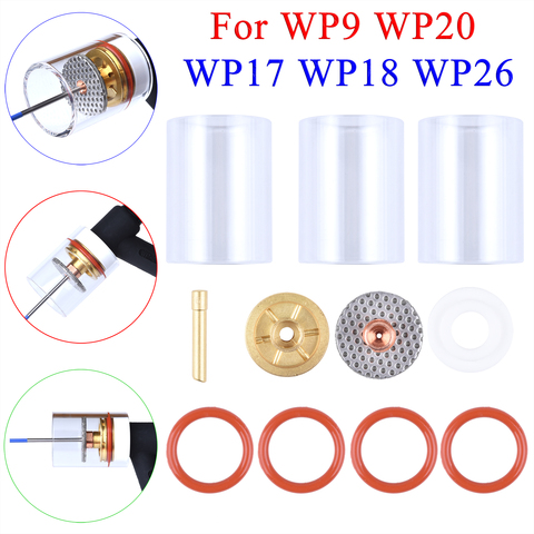 Ensemble de 11 pièces de filtres en verre Pyrex surdimensionnés, corps de lentille à gaz, Kit de torche Tig pour WP17/18/26 WP9/20/25 ► Photo 1/6