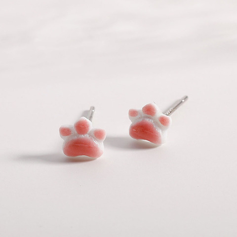 Boucles d'oreilles à griffes de chat en céramique, jolies petites boucles d'oreilles à clous pour femmes, bijoux de fête exquis, accessoires de mode ► Photo 1/6