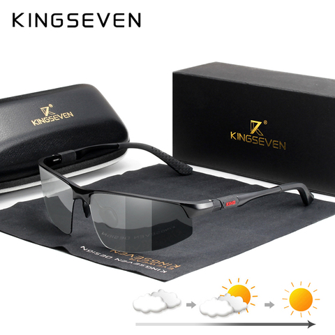 KINGSEVEN-lunettes de soleil photochromiques pour hommes, polarisées, avec changement de couleur, verres de conduite, 2022 ► Photo 1/5