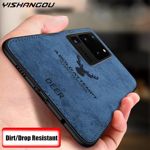 Coque de téléphone Samsung en tissu doux et fin en peau de cerf, étui pour Galaxy S20 FE Ultra Plus A51 A71 A30 A50 A70 Note 20 10 9 8 S10 S9 S8 S21 ► Photo 1/6