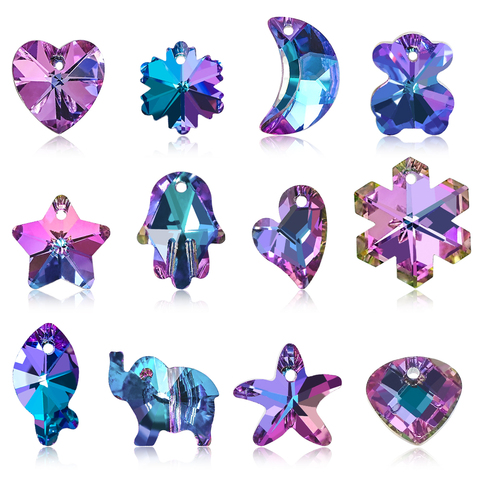 20 pièces Multi forme breloques cristal coeur perles Violet couleur verre perle pendentif gemmes pour la fabrication de bijoux colliers boucles d'oreilles bricolage ► Photo 1/6