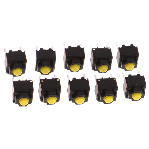 Bouton muet 6x6x7.3mm pour souris sans fil, bouton-poussoir jaune, 10 pièces ► Photo 1/6