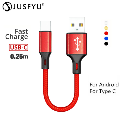 Câble de données de chargeur de Type C en nylon court de 25cm pour Samsung A5 S8 S9 Plus Huawei P20 P30 xiaomi câbles de téléphone de batterie d'alimentation de charge rapide ► Photo 1/6