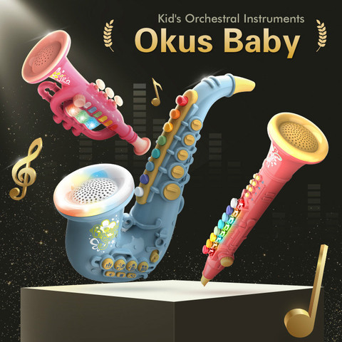 Mini Saxophone, clarinette, trompette, Instrument de musique, éclairage Musical éducatif précoce, cadeau d'anniversaire pour bébé ► Photo 1/6