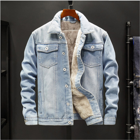 Blouson d'hiver en Denim polaire pour hommes, blouson en jean, vêtements d'extérieur à la mode pour homme Cowboy, grande taille 5XL, couche de finition ► Photo 1/5