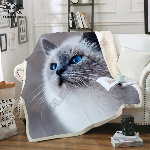 Mignon motif de chat Couverture Polaire 3D complet imprimé Gigoteuse Adultes/enfants Couverture polaire drop expédition style -2 ► Photo 1/4