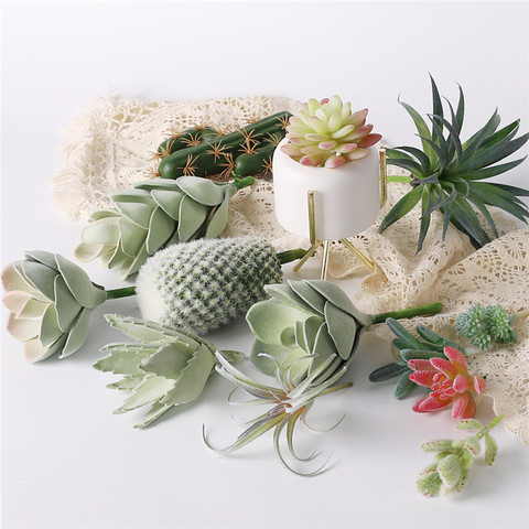 Plantes succulentes artificielles pour décoration de maison, faux cactus, plantes succulentes vertes de haute qualité ► Photo 1/6