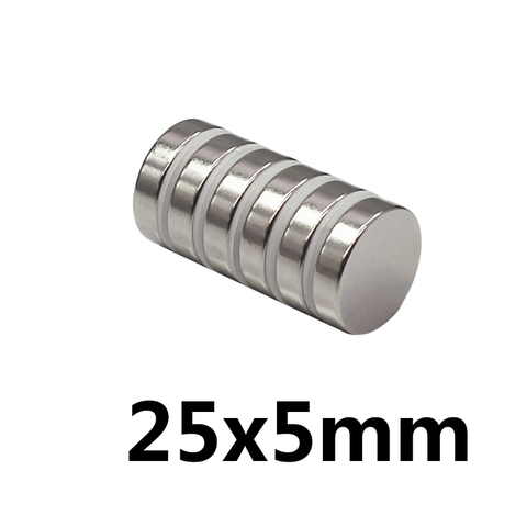 1/5/10 pièces 25x5mm magnétique Permanent 25mm x 5mm en vrac en acier aimants ronds 25x5mm N35 néodyme disque aimant 25*5mm circulaire 25 ► Photo 1/4