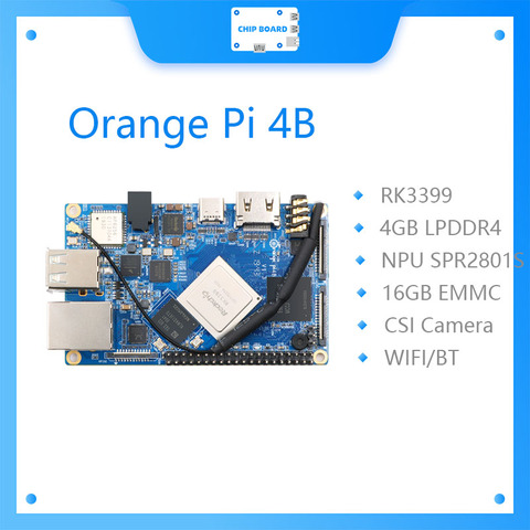 Orange Pi 4B 4 go DDR4 + 16 go EMMC Flash Rockchip RK3399 avec NPU spr2801 s, prend en charge Android Ubuntu Debian ► Photo 1/6