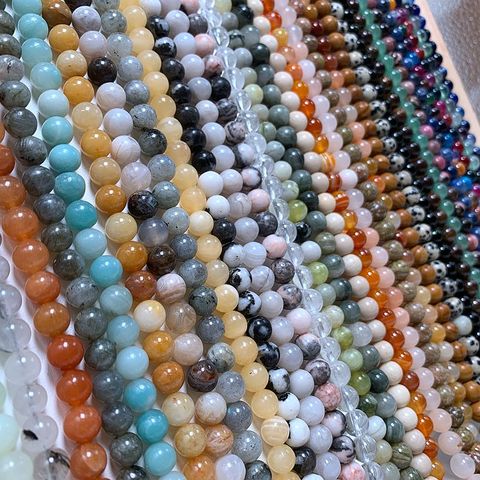 Perles rondes en Labradorite, cristal d'amazonite, Agates, fluorite, Quartz, lave, pour la fabrication de bijoux, accessoires pour bracelets, DIY, 15 pouces ► Photo 1/6