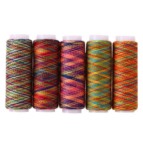 5 pcs/lot arc-en-ciel couleur fil à coudre main Quilting broderie fil à coudre couture Fiber fil outil main couture accessoires ► Photo 1/6