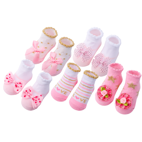 5 paires/lot nouveau-né bébé chaussettes infantile coton chaussettes bébé filles belles chaussettes courtes vêtements accessoires pour 0-3 mois ► Photo 1/6