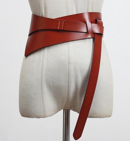 Femmes piste mode en cuir véritable Cummerbunds femme robe Corsets ceinture ceintures décoration large ceinture R3097 ► Photo 1/6