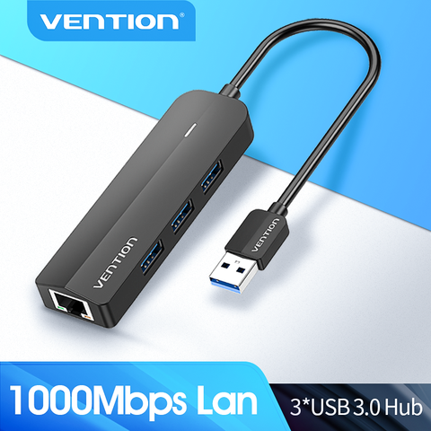Adaptateur Ethernet USB Vention 1000Mbps USB 3.0 à RJ45 Hub avec Port de chargeur Micro USB pour répartiteur USB dur réseau Macbook ► Photo 1/6