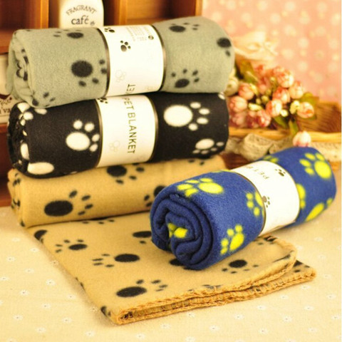 Tapis molletonné pour animaux | Chaud et doux, avec patte d'impression, chien, chat, canapé, couverture pour chiot, matelas de couchage, fournitures pour petits et moyens animaux ► Photo 1/6