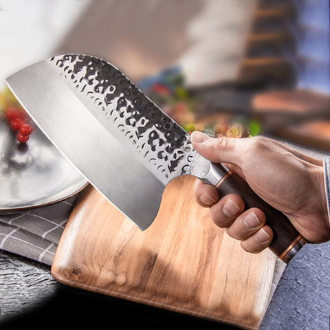 Couteau de Chef chinois de 8 pouces pierre à aiguiser couteau de cuisine forgé à la main couteau d'abattage de poisson en acier inoxydable ► Photo 1/6