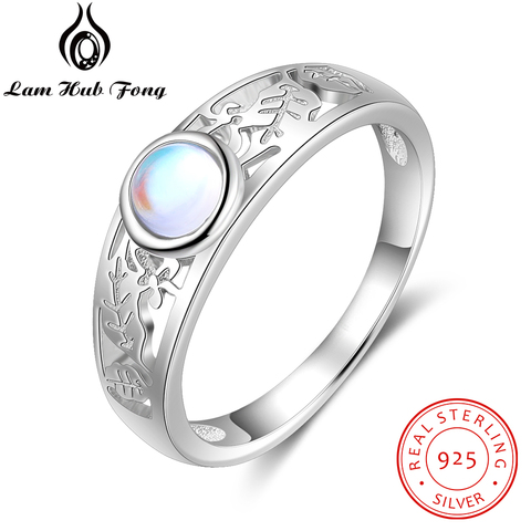 Délicat 925 en argent Sterling pierre de lune anneaux pour les femmes motif creux anneau de mariage bande cadeau argent 925 bijoux (Lam Hub Fong) ► Photo 1/5