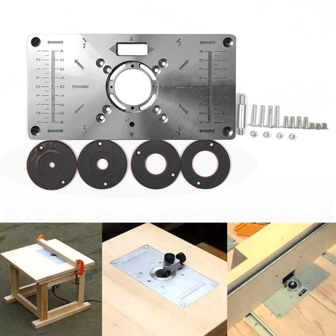 Table de routeur en Aluminium, plaque d'insertion, établi de travail du bois, fraiseuse, Machine à bois avec 4 anneaux ► Photo 1/6