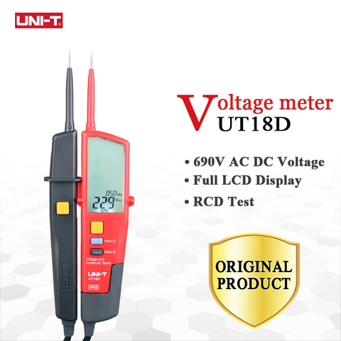 Voltmètre numérique UNI-T UT18D, testeur de continuité de tension AC DC, écran LCD, 3 phases, séquence RCD, outil de test électrique, 690V ► Photo 1/6