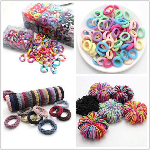 Bandes élastiques pour enfants 50/100 pièces | Jolis bracelets de cheveux, bande de caoutchouc, Scrunchie pour enfants, accessoires pour cheveux filles, couvre-chef ► Photo 1/6