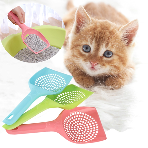 Plastique chat litière Scoop soins pour animaux de compagnie sable déchets Scooper pelle creux outil de nettoyage creux Style léger Durable facile à nettoyer ► Photo 1/6