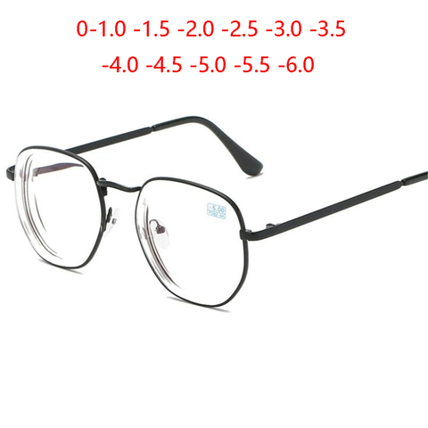 0 -1.0 -1.5 -2.0 To -6 polygone myopie lunettes fini femmes hommes rétro étudiant dioptrie lunettes Prescription noir/or cadre ► Photo 1/6
