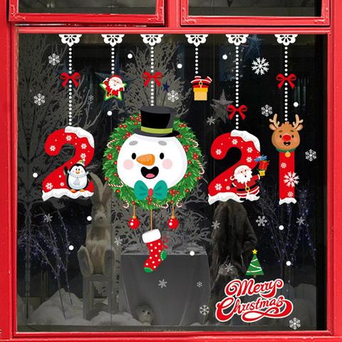 FRIGG joyeux noël fenêtre autocollants père noël décoratif Stickers muraux décor à la maison chambre salon amovible blanc décalcomanie ► Photo 1/6