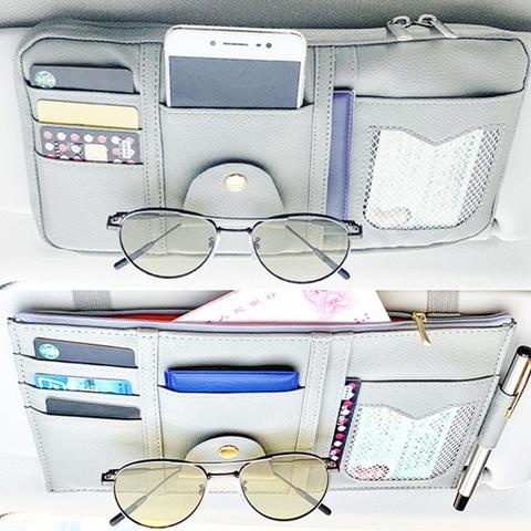 Sac de rangement de pare-soleil, nouveau support de rangement, Clip de visière, style de voiture, sac de rangement des billets de porte-lunettes de soleil cartes ► Photo 1/6