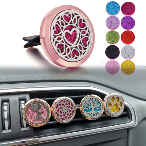 Collier diffuseur d'aromathérapie en or Rose, bijoux de voiture, médaillon de parfum, diffuseur d'huile essentielle, Clip de voiture, pendentif ► Photo 1/6