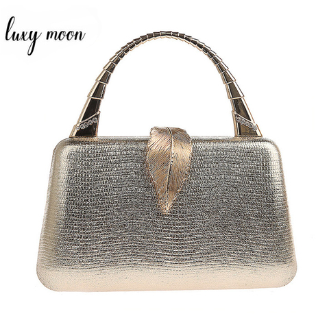 Sac à main en cuir PU doré pour femmes, pochette avec poignée en feuille métallique, serrure, fête de mariage, Mini sacoche à bandoulière ZD1347 ► Photo 1/6