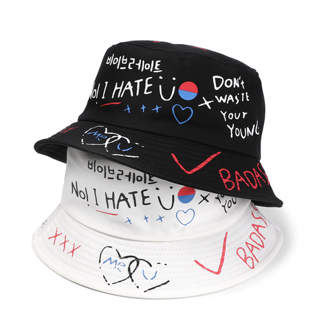 1Pc 2022 crème solaire seau chapeau pêche en plein air Hip Hop casquette hommes été pêcheur Bob Graffiti chapeau pour hommes femmes Couples cadeaux ► Photo 1/6