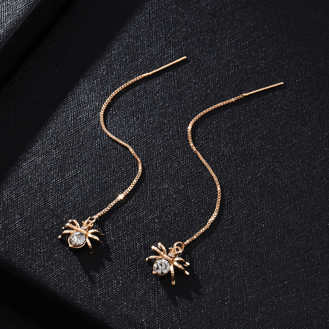 Mode cristal araignée pendentif longue chaîne boucle d'oreille boucles d'oreilles en alliage boucles d'oreilles pour les femmes ► Photo 1/6